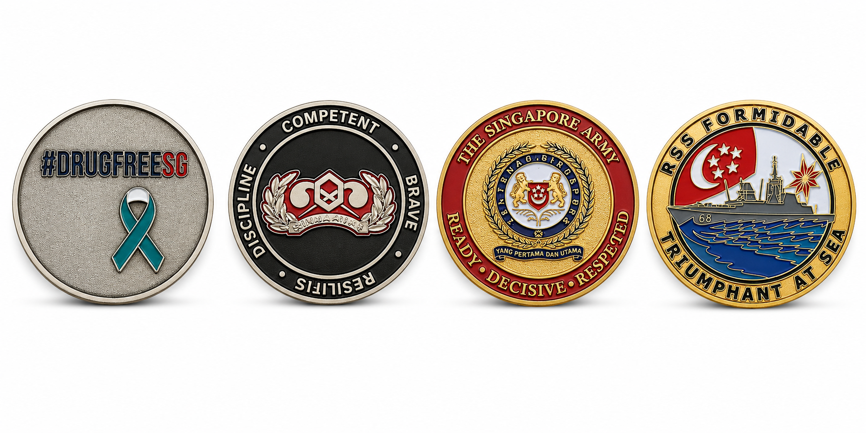 2D coin mould with colour fill